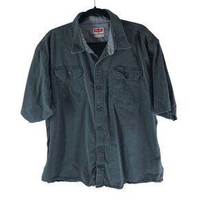 Wrangler Mens 2XL Flex for Comfort Khaki Button Up Work Shirt Short Sleeve Black